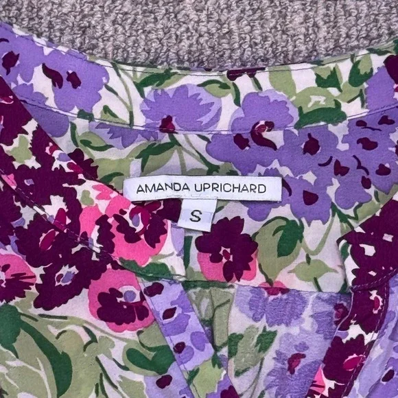 Amanda Uprichard Silk Floral Puff Sleeve Mini Dress S Multicolor NWOT Boho - Picture 3 of 10